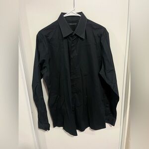 Theory Sylvain Wealth Shirt Mens Size M‎ Black Cotton Stretch Classic Business